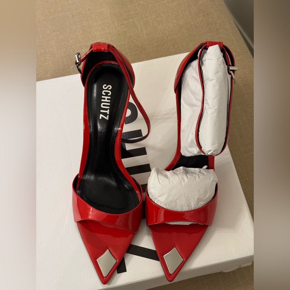 SCHUTZ Vibrant Red Patent Heels